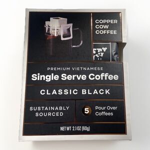 Copper Cow Coffee, Single Serve Coffee Classic Black 5 Pour Over Best By 01/26